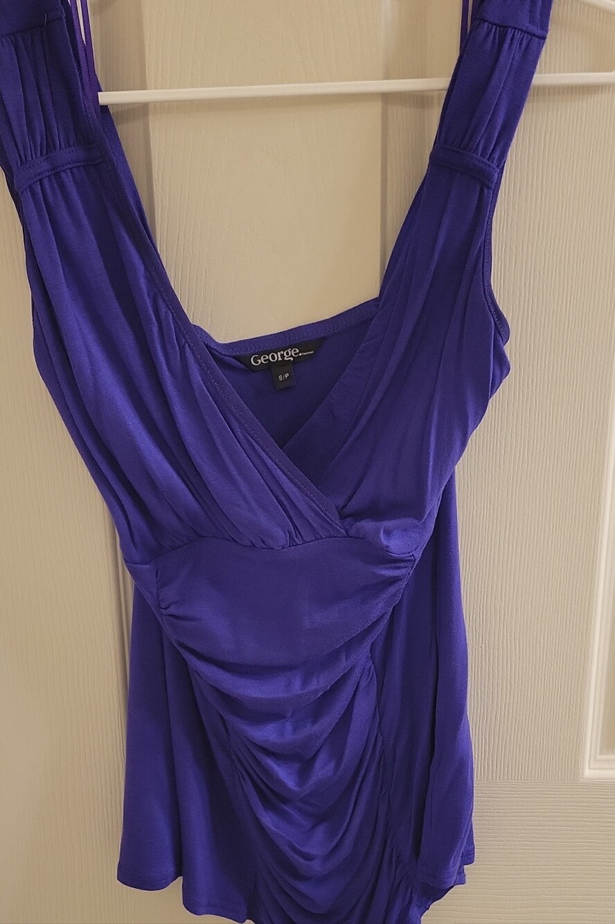 George Vibrant Purple Sleeveless Ruched Top